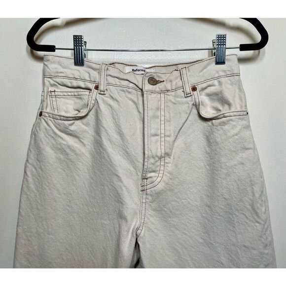 Reformation Cynthia High Rise Straight Jeans in Bone size 26 - Picture 3 of 15